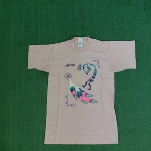 VINTAGE Arizona Native American Kokopelli Pink Unisex T Shirt Size Medium